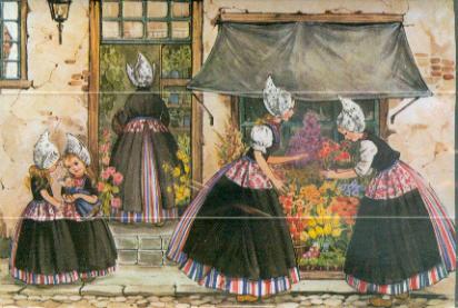 Tulips of Holland 3D Card Women in Dresses