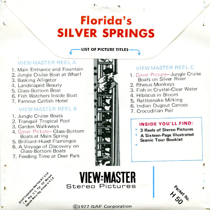 Silver Springs 3 Viewmaster Reels Envelope and Booklet!