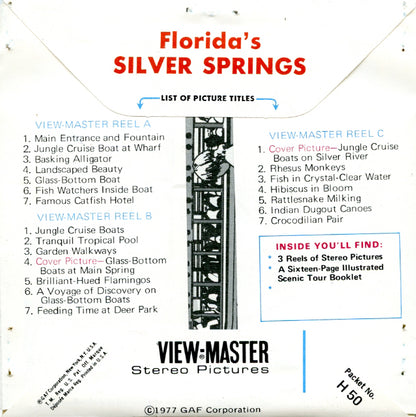 Silver Springs 3 Viewmaster Reels Envelope and Booklet!