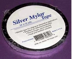 Silver Mylar Tape 1/4, 3/8 or 1/2 inch x 72 Yards
